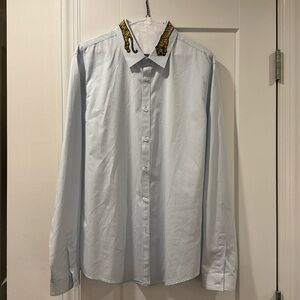 Gucci, men’s baby blue, long, sleeved, cotton dress shirt size 16
